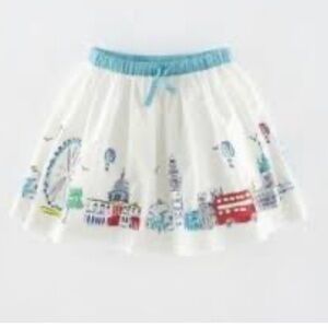 Mini Boden White Skater Skirt with Colorful City Print